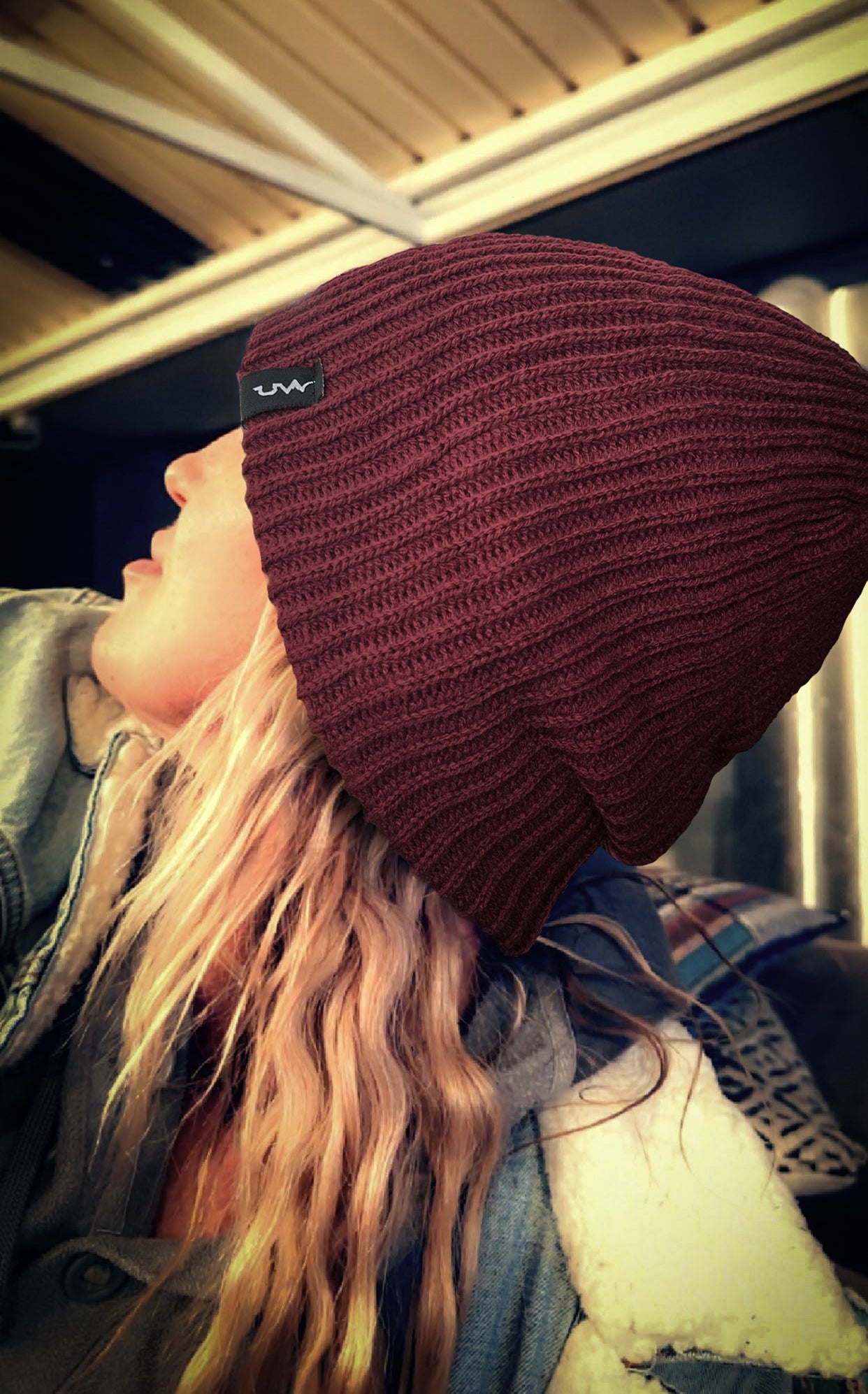 burgundy beanie